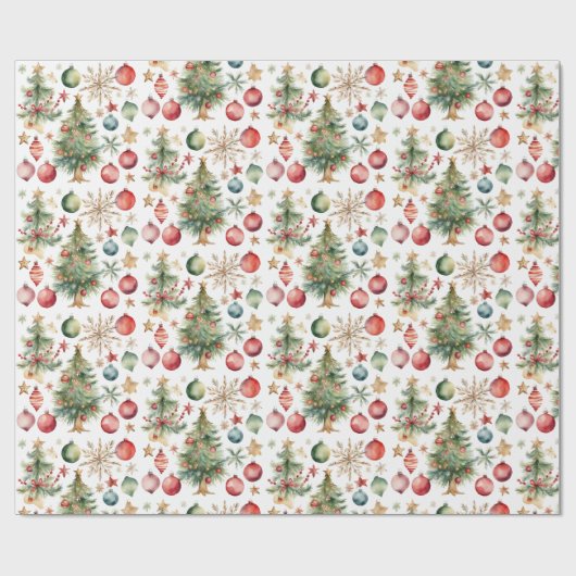 Weihnachtsbaum mit Ornamenten Geschenkpapier (Flach)