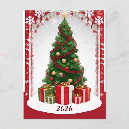 Weihnachtsbaum mit Ornamenten Postkarte (Vorderseite)