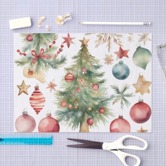 Weihnachtsbaum mit Ornamenten Seidenpapier (Handwerk)