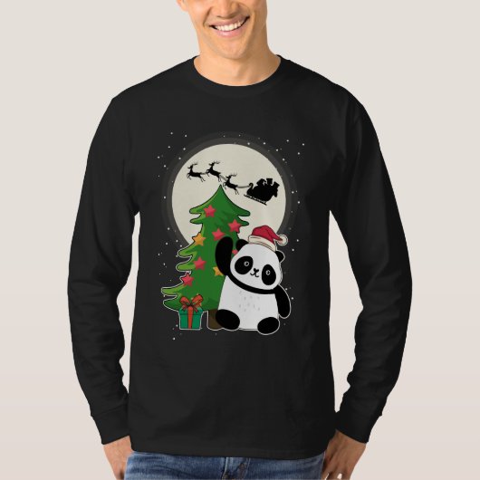 Weihnachtsbaum mit Panda Weihnachtsgeschenk T-Shirt (Vorderseite)