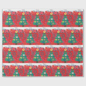 Weihnachtsbaum mit Paws Ornamente Geschenkpapier (Flach)