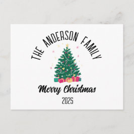 Weihnachtsbaum mit personalisiertem Namen und Lich Feiertagspostkarte
