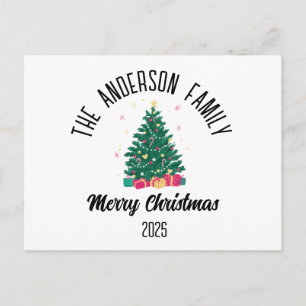 Weihnachtsbaum mit personalisiertem Namen und Lich Feiertagspostkarte