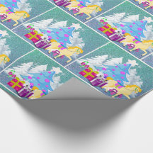 Weihnachtsbaum mit Pferd und Geschenken