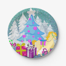 Weihnachtsbaum mit Pferd und Geschenken IMITATE Gl