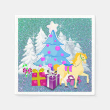 Weihnachtsbaum mit Pferd und Geschenken IMITATE Gl