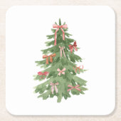 Weihnachtsbaum mit Pink Bows Holiday Party Rechteckiger Pappuntersetzer (Vorderseite)