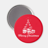 Weihnachtsbaum mit Präsentation Illustration Magnet (Vorderseite/Rückseite)