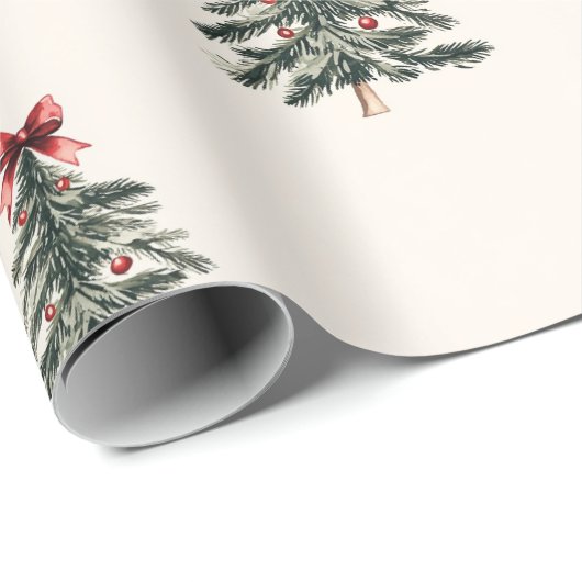 Weihnachtsbaum mit Red Bow Minimalistisch Geschenkpapier (Rolleneckpunkt)