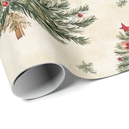 Weihnachtsbaum mit Red Bow Minimalistisch Geschenkpapier (Rolleneckpunkt)