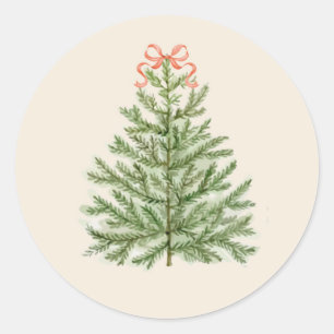 Weihnachtsbaum mit Red Bow Runder Aufkleber