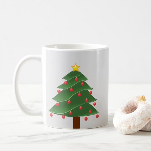Weihnachtsbaum mit Red Bulbs Classic White Tasse (Mit Donut)