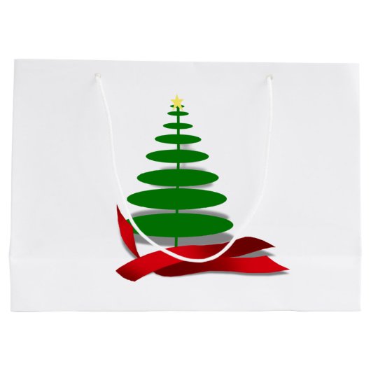 Weihnachtsbaum mit Red Ribbon Große Geschenktüte (Rückseite)