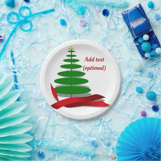 Weihnachtsbaum mit Red Ribbon Pappteller (Party)