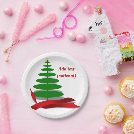 Weihnachtsbaum mit Red Ribbon Pappteller (Party)