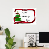 Weihnachtsbaum mit Red Ribbon Poster (Heimbüro)