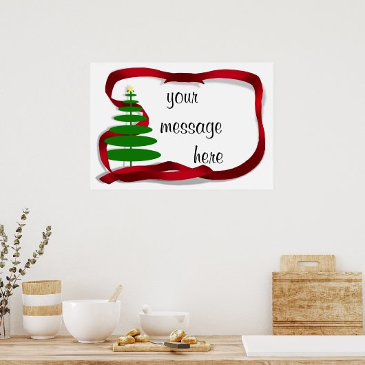 Weihnachtsbaum mit Red Ribbon Poster (Küche)