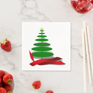 Weihnachtsbaum mit Red Ribbon Serviette