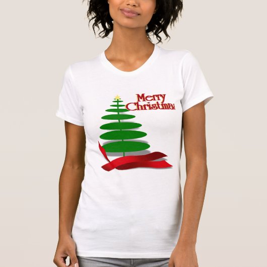 Weihnachtsbaum mit Red Ribbon T-Shirt (Vorderseite)