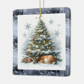 Weihnachtsbaum mit Reh Keramikornament (Links)
