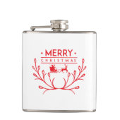 Weihnachtsbaum mit Rentieren Flachmann (Vorderseite)