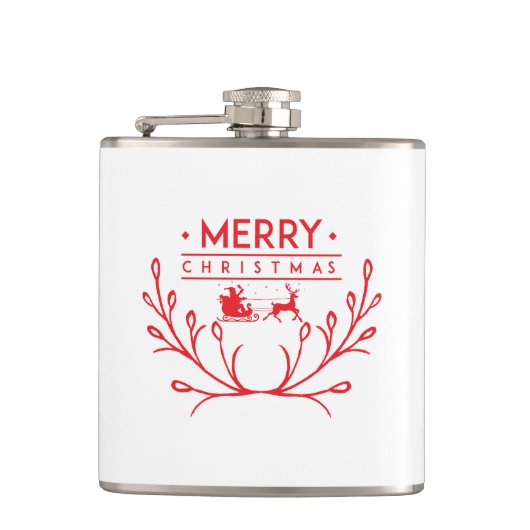 Weihnachtsbaum mit Rentieren Flachmann (Vorderseite)