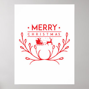 Weihnachtsbaum mit Rentieren Poster