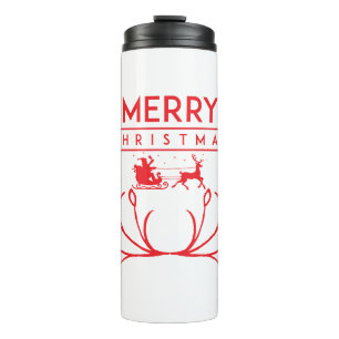 Weihnachtsbaum mit Rentieren Thermosbecher