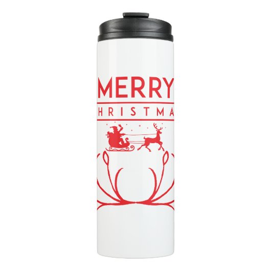 Weihnachtsbaum mit Rentieren Thermosbecher (Vorderseite)