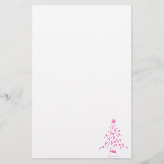 Weihnachtsbaum mit Ribbons Brustkrebs Briefpapier (Vorderseite)
