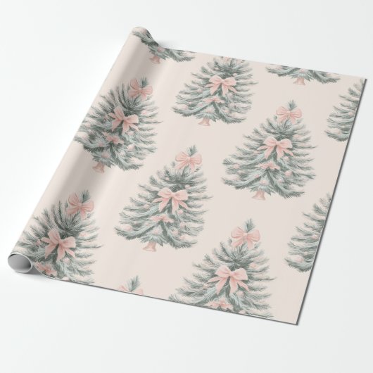 Weihnachtsbaum mit rosa Bow Geschenkpapier (Ungerollt)