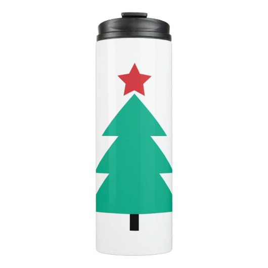 Weihnachtsbaum mit Rot und Grün Streifen Thermosbecher (Vorderseite)