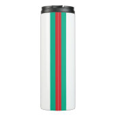 Weihnachtsbaum mit Rot und Grün Streifen Thermosbecher (Rückseite)