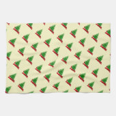 Weihnachtsbaum mit rotem Band Geschirrtuch (Horizontal)