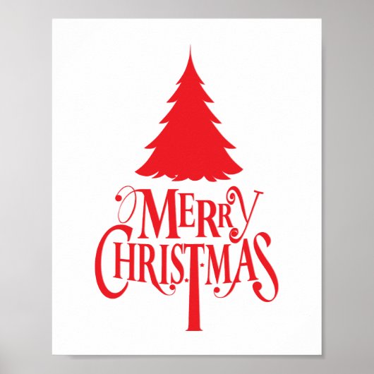 Weihnachtsbaum mit rotem Baum Poster (Vorne)