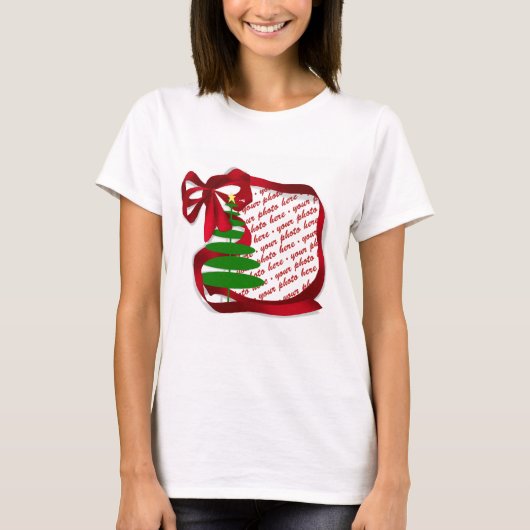 Weihnachtsbaum mit Rotem Foto-Rahmen T-Shirt (Vorderseite)