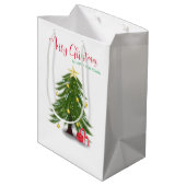 Weihnachtsbaum mit rotem Geschenk Mittlere Geschenktüte (Rückseite Schrägansicht)