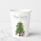Weihnachtsbaum mit rotem Geschenk Pappbecher (Vorderseite)