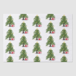 Weihnachtsbaum mit rotem Geschenk Seidenpapier