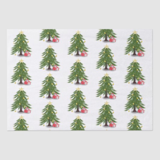Weihnachtsbaum mit rotem Geschenk Seidenpapier (Vorderseite)