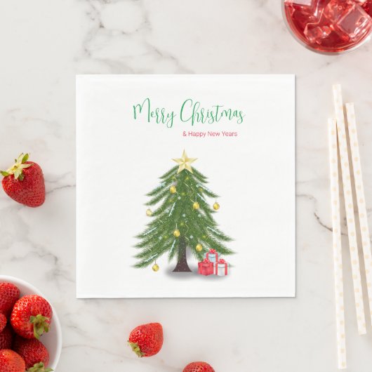 Weihnachtsbaum mit rotem Geschenk Serviette (Beispiel)