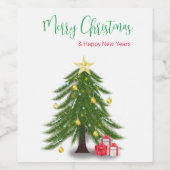 Weihnachtsbaum mit rotem Geschenk Weinetikett (Einzelnes Label)