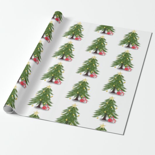 Weihnachtsbaum mit rotem Geschenkpapier (Ungerollt)