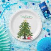 Weihnachtsbaum mit rotem Geschenkpapier Pappteller (Party)