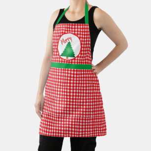 Weihnachtsbaum mit rotem Gingham Festtag Schürze
