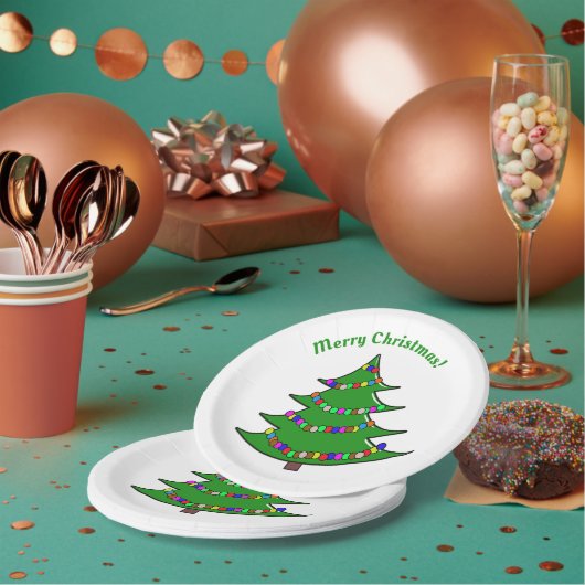 Weihnachtsbaum mit roten Band-Papiertellern Pappteller (Multi)