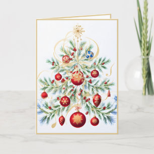 Weihnachtsbaum mit Roten Ornamenten Karte