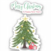 Weihnachtsbaum mit Roter Präsenzaufkleber Aufkleber (Vorderseite)