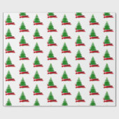 Weihnachtsbaum mit roter Schleife Christmas Geschenkpapier (Flach)