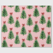 Weihnachtsbaum mit roter Schleife | Rosa Geschenkp Geschenkpapier (Flach)